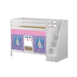 Maxtrix Twin High Bunk Bed With Stairs + Curtain 25 Maxtrix Twin High Bunk Bed With Stairs + Curtain -Babyletto Store WOPPER27 WS