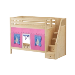 Maxtrix Twin High Bunk Bed With Stairs + Curtain 27 Maxtrix Twin High Bunk Bed With Stairs + Curtain -Babyletto Store WOPPER28 NS