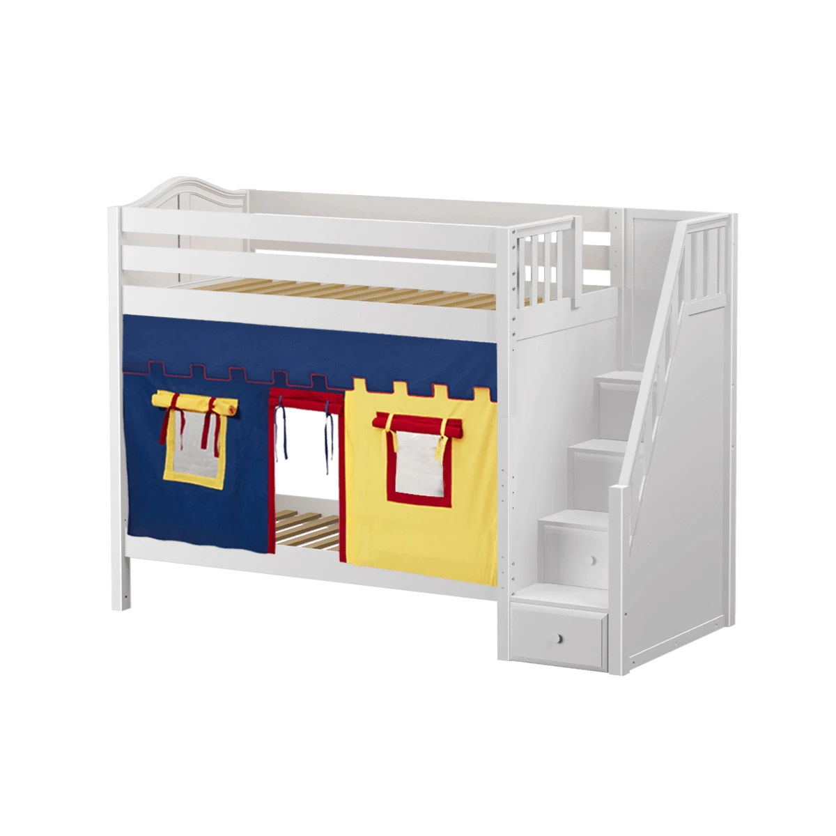 Maxtrix Twin High Bunk Bed With Stairs + Curtain 7 Maxtrix Twin High Bunk Bed With Stairs + Curtain - Image 5