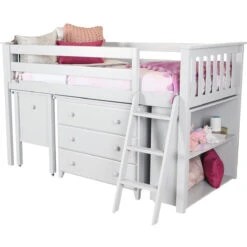 Jackpot Deluxe Windsor Twin Storage Loft Bed With Dresser + Bookcase + Desk 21 Jackpot Deluxe Windsor Twin Storage Loft Bed With Dresser + Bookcase + Desk -Babyletto Store Windsor2White2