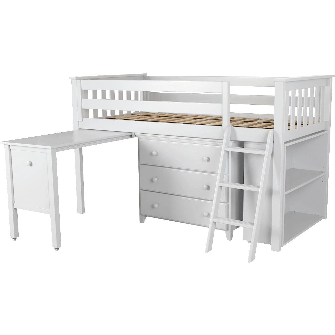 Jackpot Deluxe Windsor Twin Storage Loft Bed With Dresser + Bookcase + Desk 4 Jackpot Deluxe Windsor Twin Storage Loft Bed With Dresser + Bookcase + Desk - Image 2