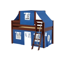 Maxtrix Twin Low Loft Bed With Angled Ladder, Curtain + Top Tent -Babyletto Store YANG22 CP d279ac02 61e6 4e69 af11 73ee37418b0b