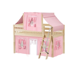 Maxtrix Twin Low Loft Bed With Angled Ladder, Curtain + Top Tent -Babyletto Store YANG23 NS df349bcb 245c 4892 87aa e6966d22761c