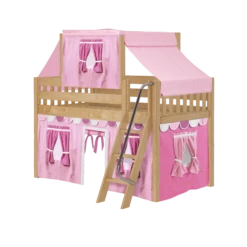 Maxtrix Twin Low Loft Bed With Angled Ladder, Curtain + Top Tent -Babyletto Store YANG64 NS fb8f8de5 e178 49ac 8457 15fa054700a9