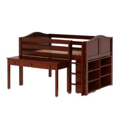 Maxtrix Full Low Loft Bed With Straight Ladder, Storage + Long Desk 9 Maxtrix Full Low Loft Bed With Straight Ladder, Storage + Long Desk -Babyletto Store large straight 6 shelf